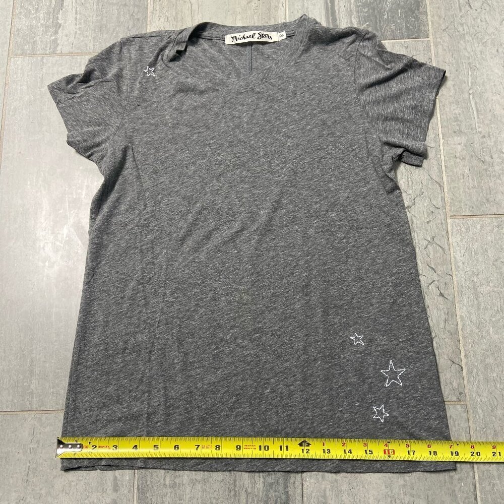 Michael Stars Embroidered Stars Crewneck Short Sleeve T-Shirt Gray One Size - Picture 6 of 9